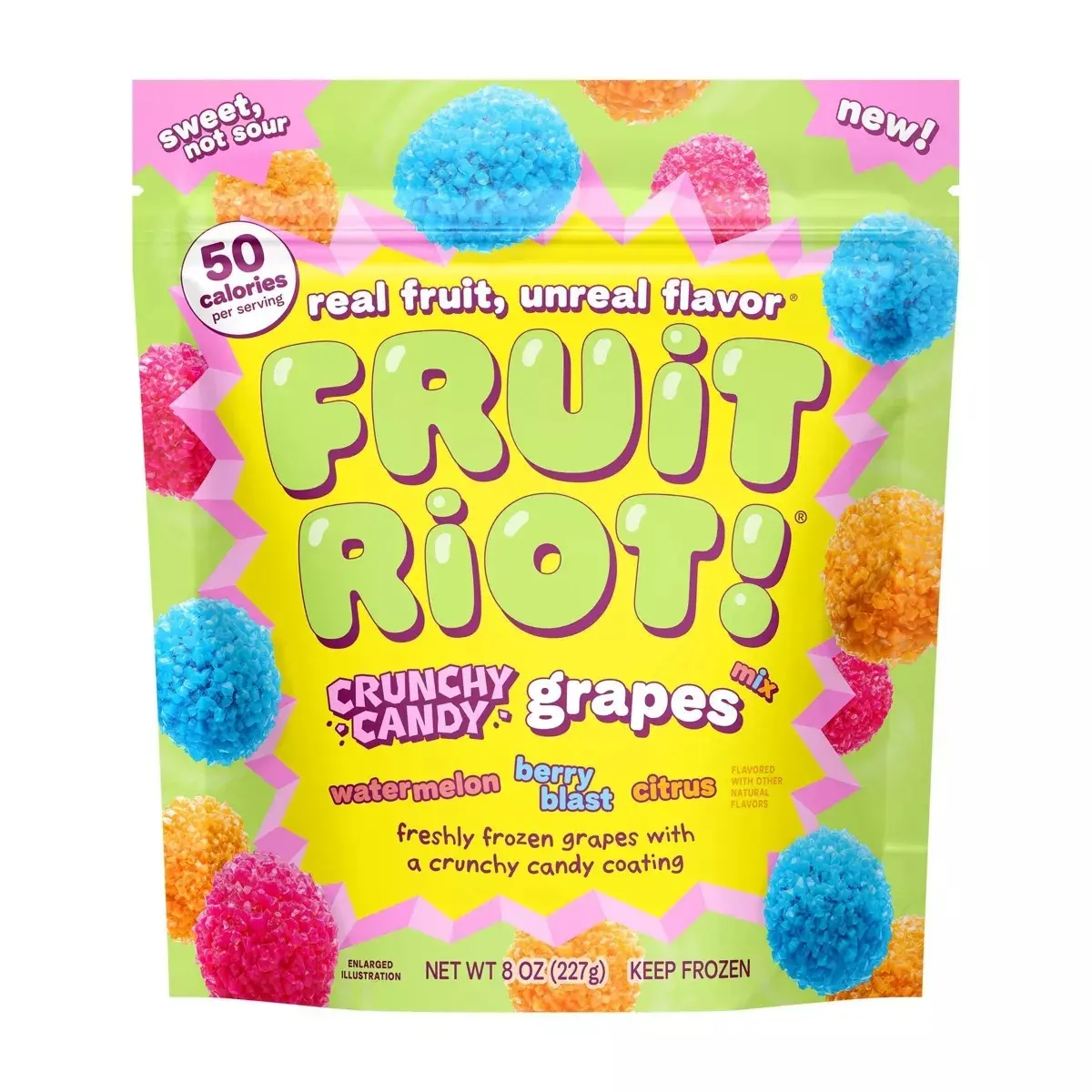 Fruit Riot Frozen Crunchy Candy Grapes Mix - 8Oz